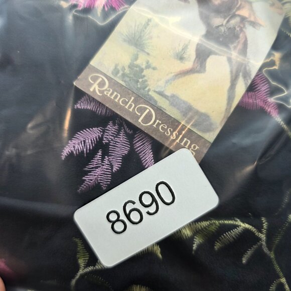 Womens Ranch Dressing Black Floral Embroidered Jacket Fringe Hem Polyester S - Picture 10 of 10